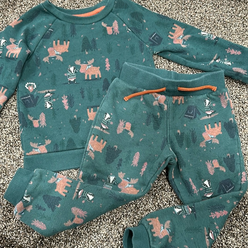Primark Teal Green Woodland Moose Matching Set